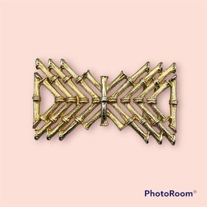 Mimi Di N Vintage 80’s gold belt buckle bamboo chinoiserie style statement 1983